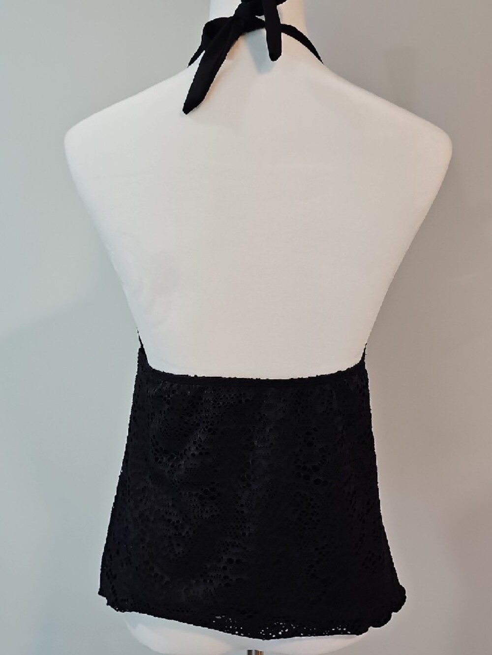 Black Crochet Halter Swim Tankini Size L - Picture 4 of 5